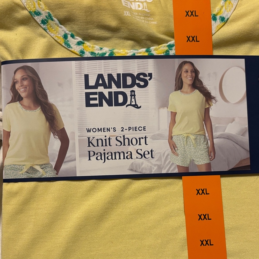 Lands' End Lemon Knit Pajama Set NWT
